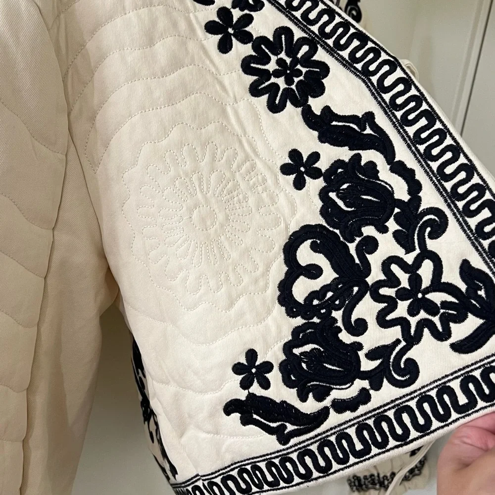 Bohme Beige Bomber Jacket with Black Embroidery - Picture 4 of 8